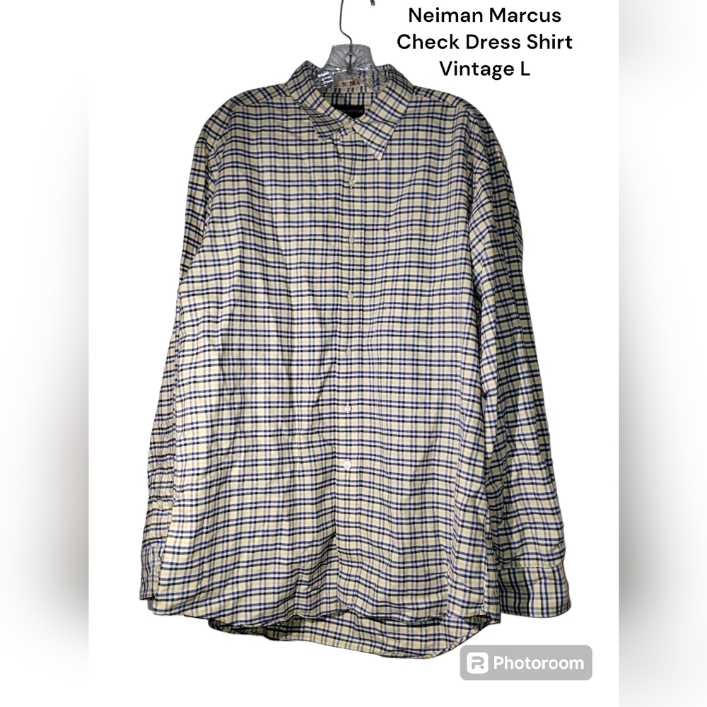 Vtg Neiman Marcus Check button down shirt L USA Plaid